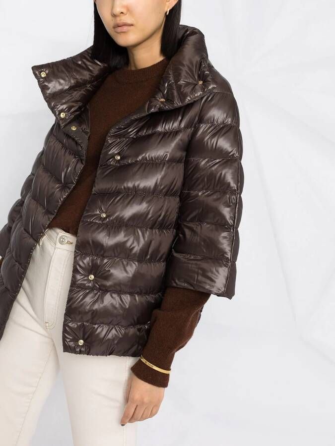 Herno Donsjack met cropped mouwen Bruin
