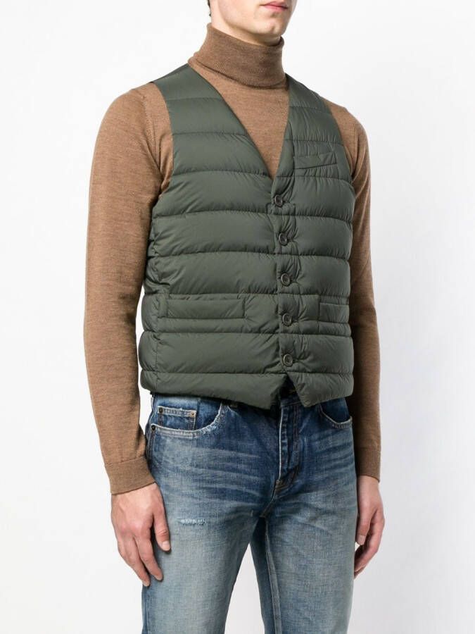 Herno gewatteerde en getailleerde bodywarmer Groen