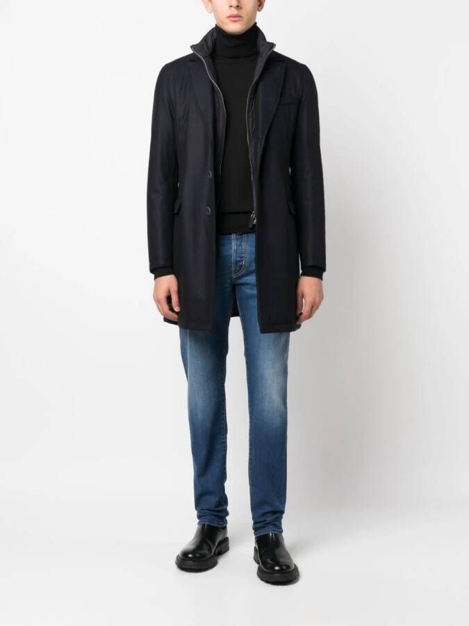 Herno Jas met enkele rij knopen Blauw