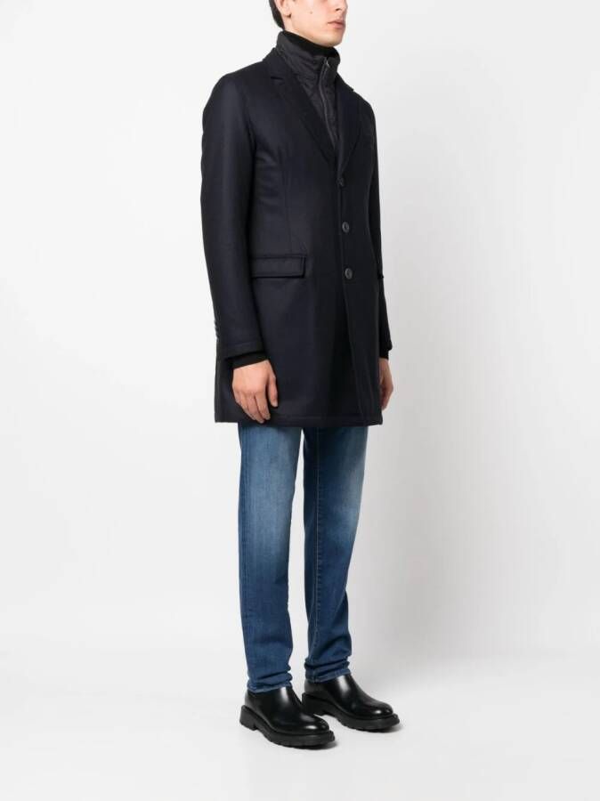 Herno Jas met enkele rij knopen Blauw