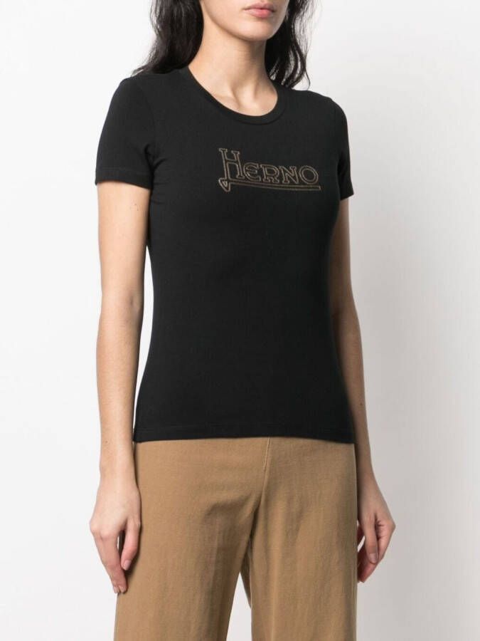 Herno T-shirt met geborduurd logo Zwart
