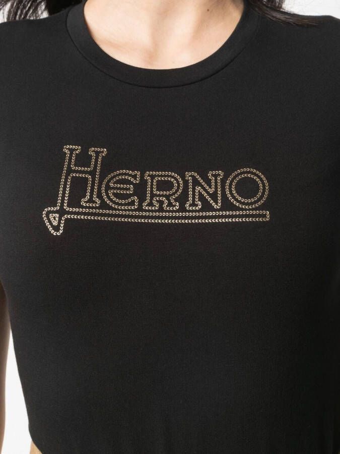 Herno T-shirt met geborduurd logo Zwart