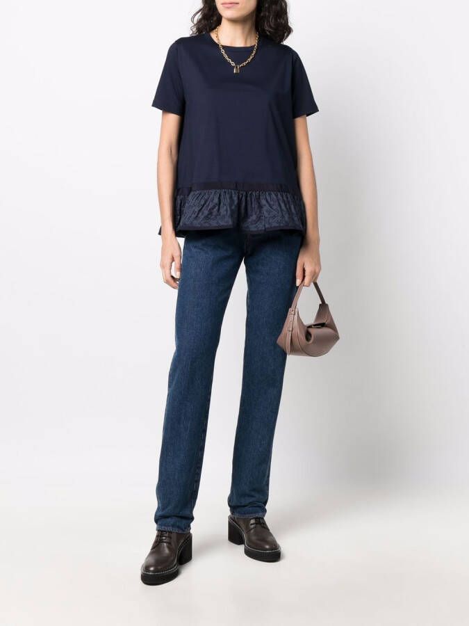 Herno T-shirt met ruche afwerking Blauw