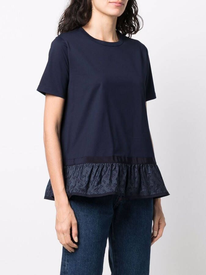 Herno T-shirt met ruche afwerking Blauw