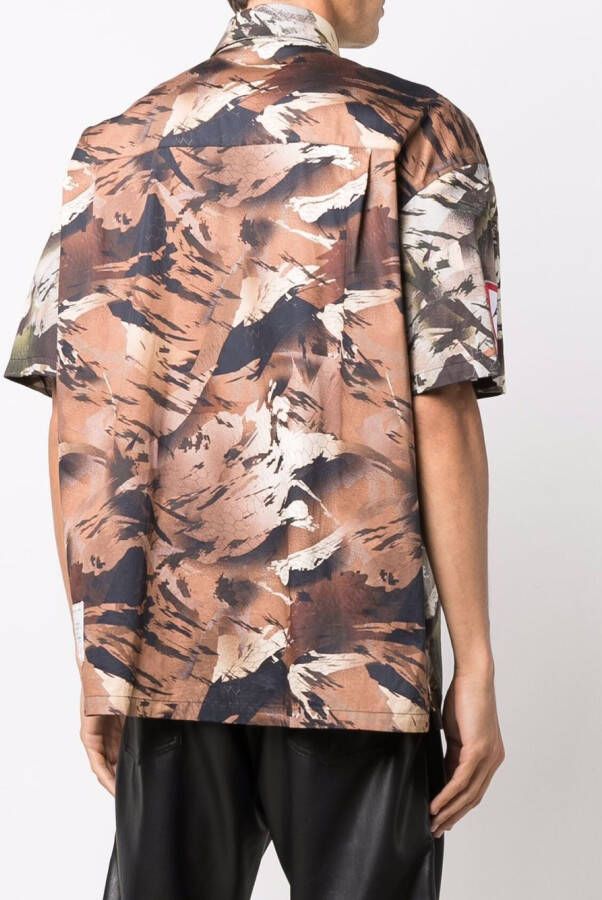 Heron Preston Bowlingshirt met camouflageprint Groen