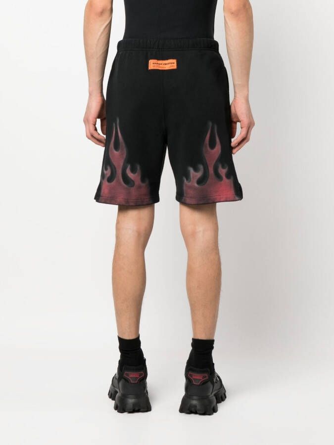 Heron Preston Katoenen shorts met vlammenprint Zwart