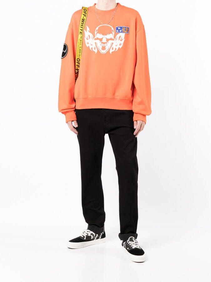 Heron Preston Sweater met doodskopprint Oranje
