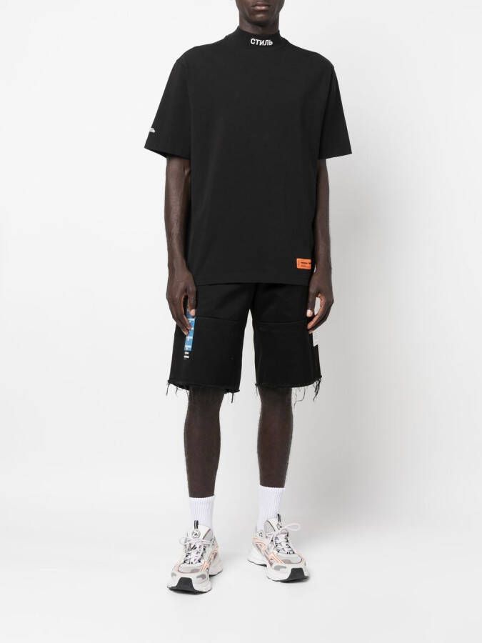 Heron Preston Logo Coltrui Katoenen T-Shirt Zwart Black Heren