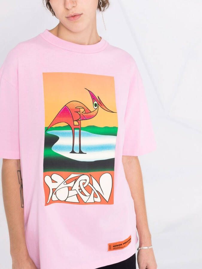 Heron Preston T-shirt met print Roze