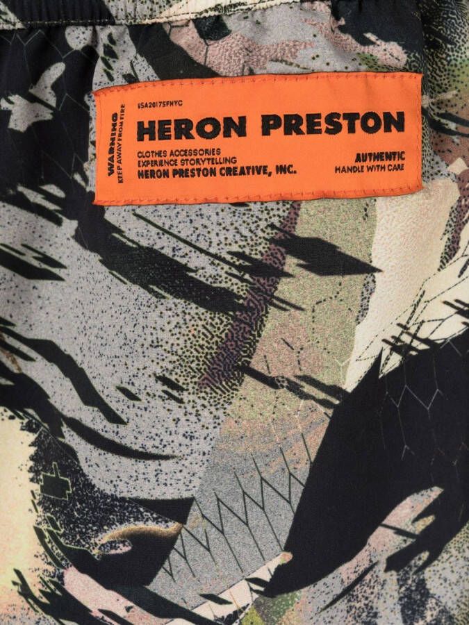Heron Preston Zwembroek met abstracte print Groen