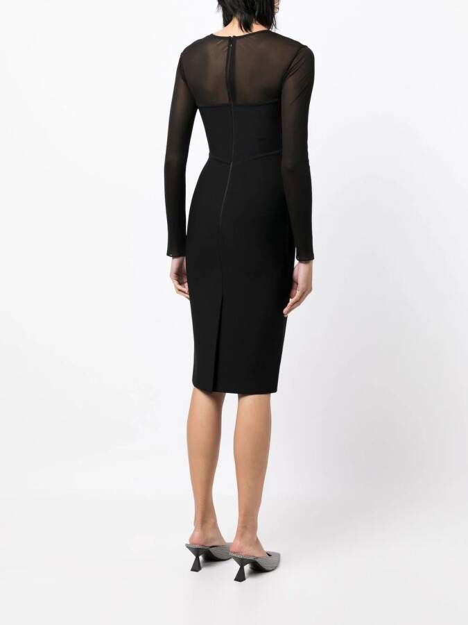 Herve L. Leroux Midi-jurk met doorzichtig vlak Zwart