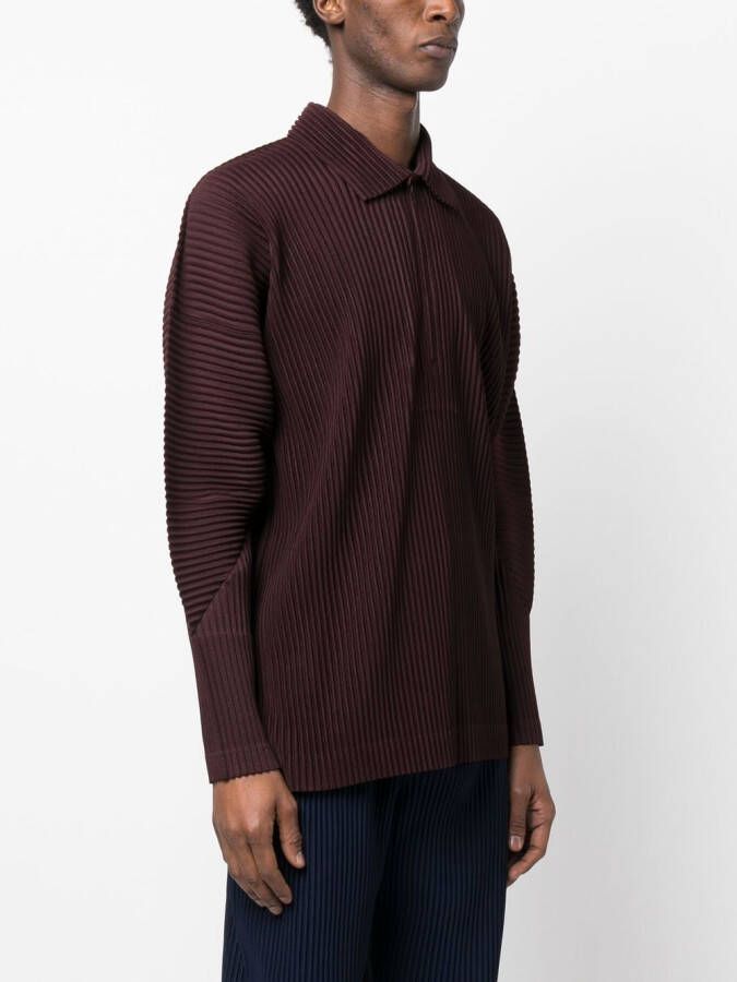 Homme Plissé Issey Miyake Overhemd met geplooid effect Rood