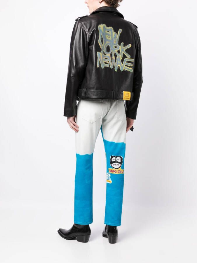 Honey Fucking Dijon Bikerjack met graffiti-print Zwart
