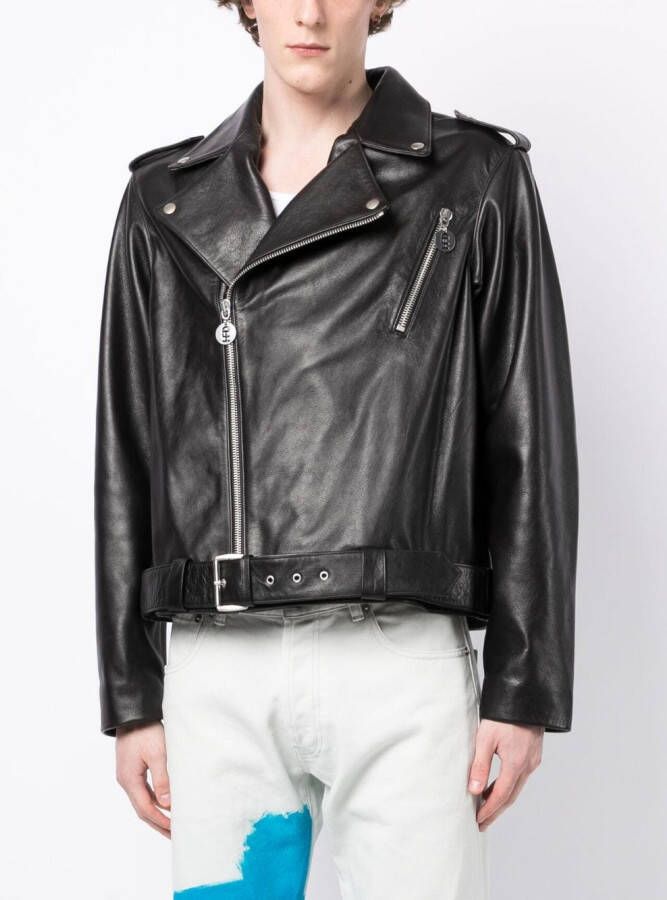 Honey Fucking Dijon Bikerjack met graffiti-print Zwart