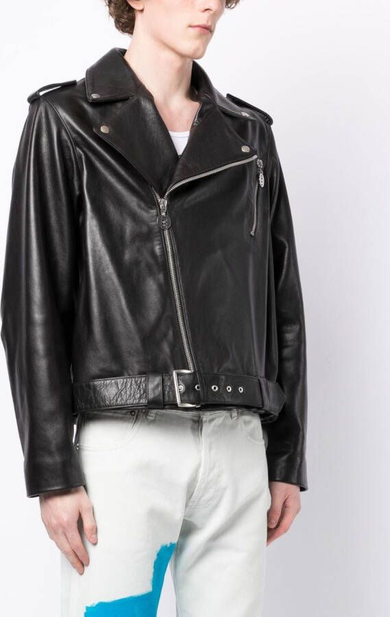 Honey Fucking Dijon Bikerjack met graffiti-print Zwart