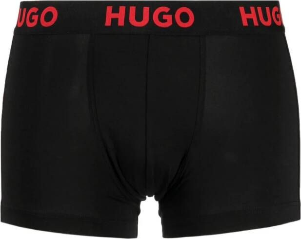 HUGO Drie boxershorts met logoband Zwart