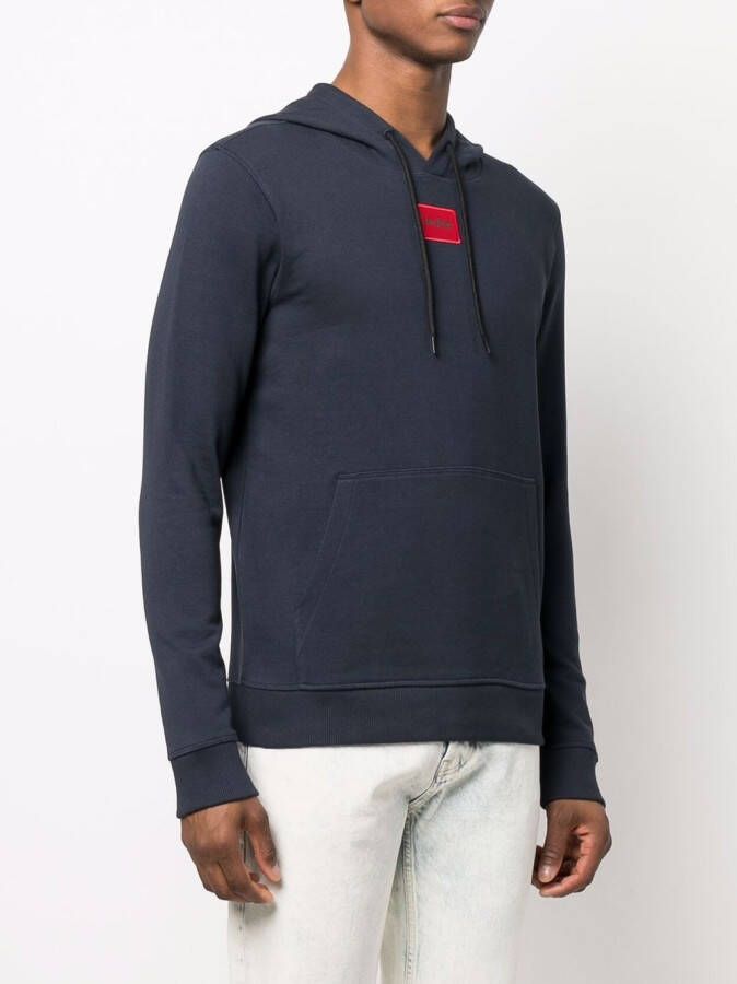 HUGO Hoodie met logopatch Blauw
