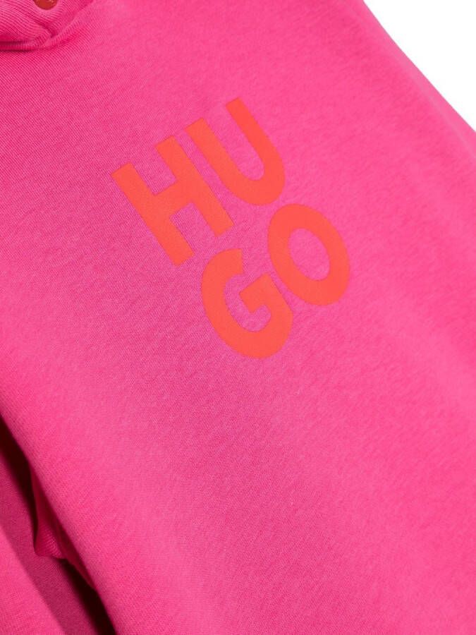 HUGO KIDS Hoodie met logoprint Roze
