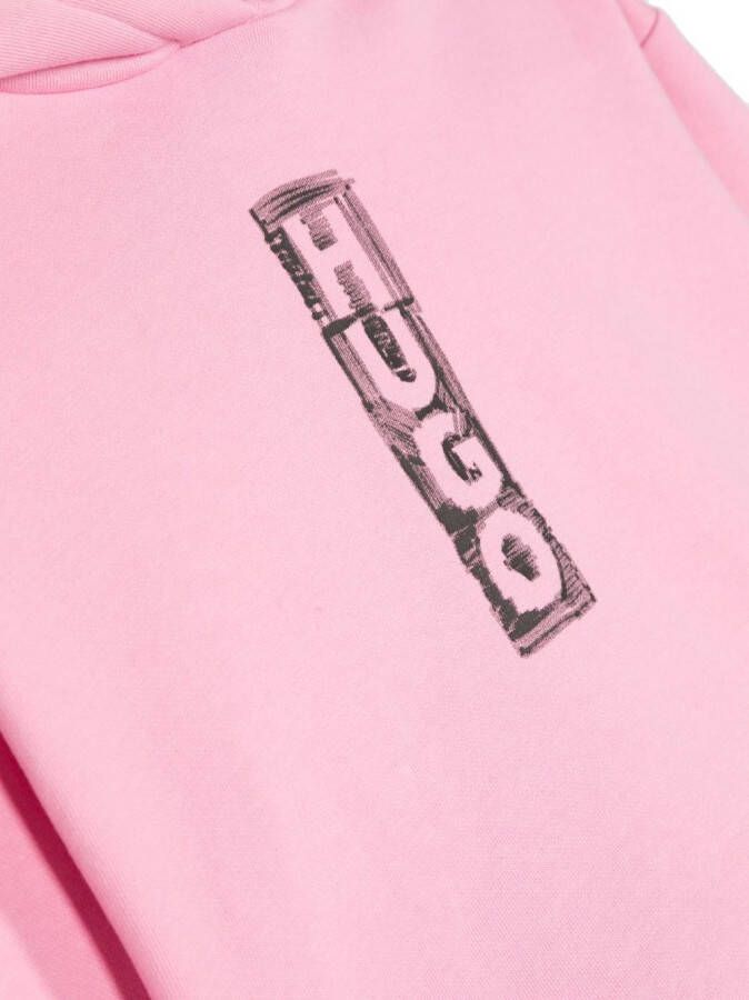 HUGO KIDS Hoodie met logoprint Roze