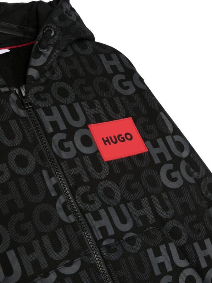 HUGO KIDS Hoodie met monogram patroon Zwart