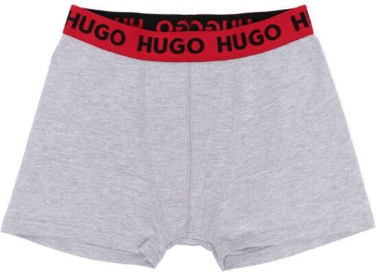 HUGO KIDS Twee boxershorts met logo Grijs