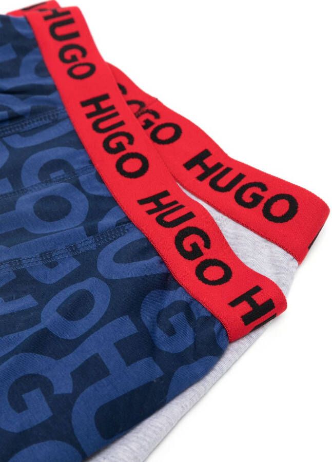 HUGO KIDS Twee boxershorts met logo Grijs