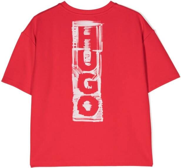 HUGO KIDS T-shirt met logoprint Rood