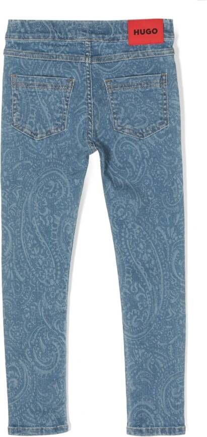 HUGO KIDS Jeans met paisley-print Blauw