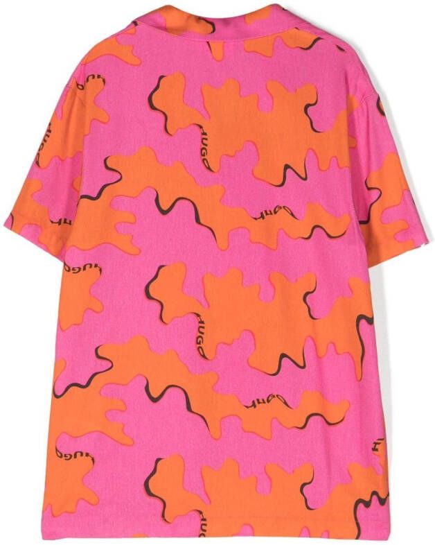HUGO KIDS Shirt met camouflageprint Roze