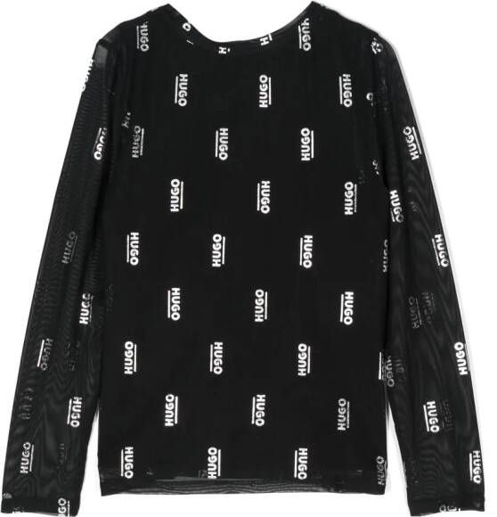 HUGO KIDS Sweater met logoprint Zwart