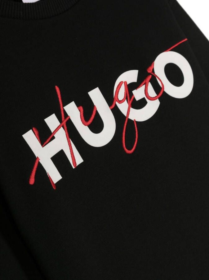 HUGO KIDS Sweater met logoprint Zwart