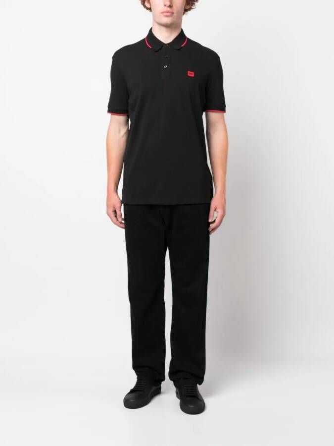 HUGO Poloshirt met logopatch Zwart