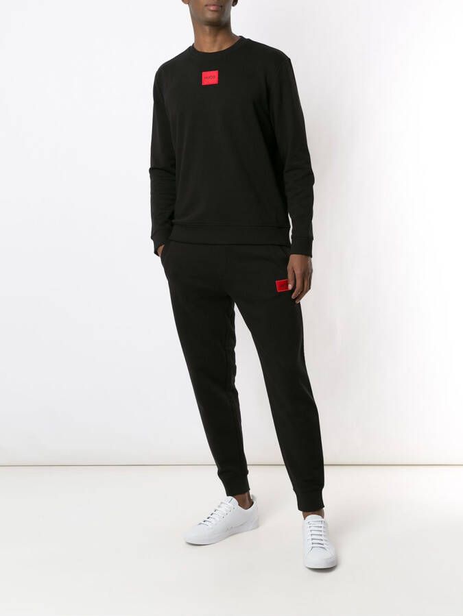 HUGO Sweater met logopatch Zwart