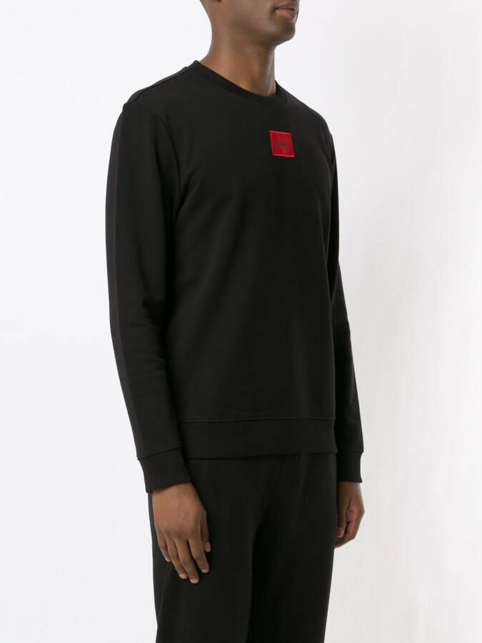 HUGO Sweater met logopatch Zwart