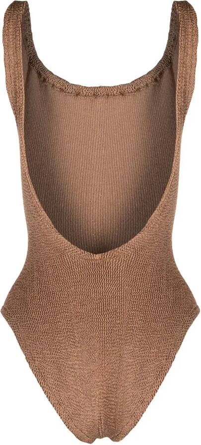 Hunza G Gebreid badpak met lage rug Beige