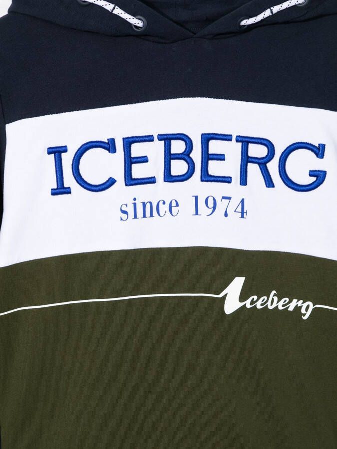 Iceberg Kids Hoodie met logoprint Groen