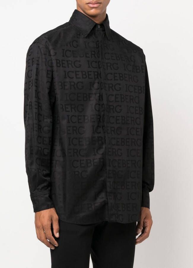Iceberg Overhemd met logoprint Zwart