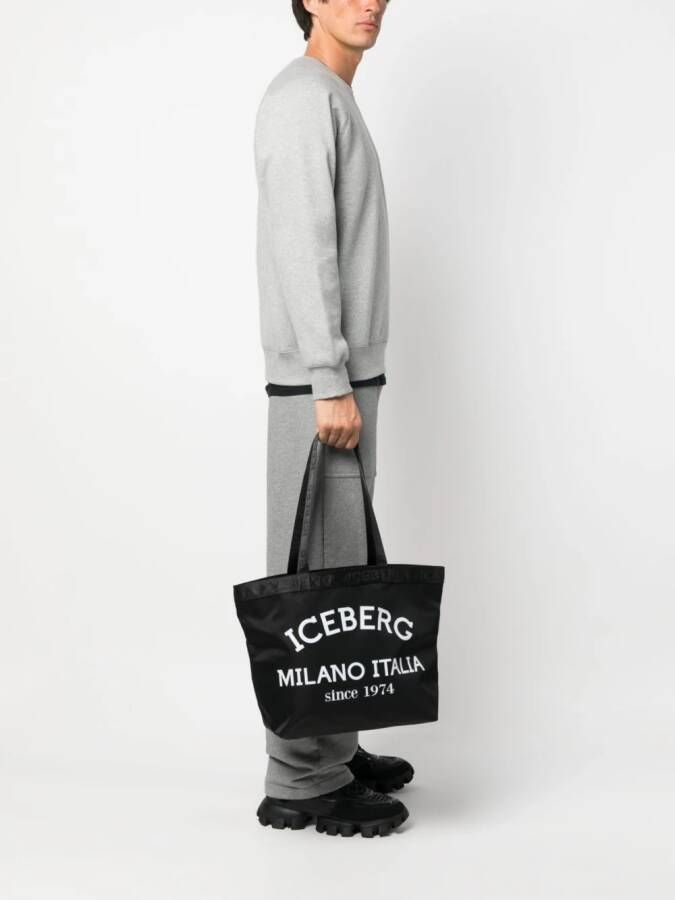 Iceberg Shopper met logoprint Zwart