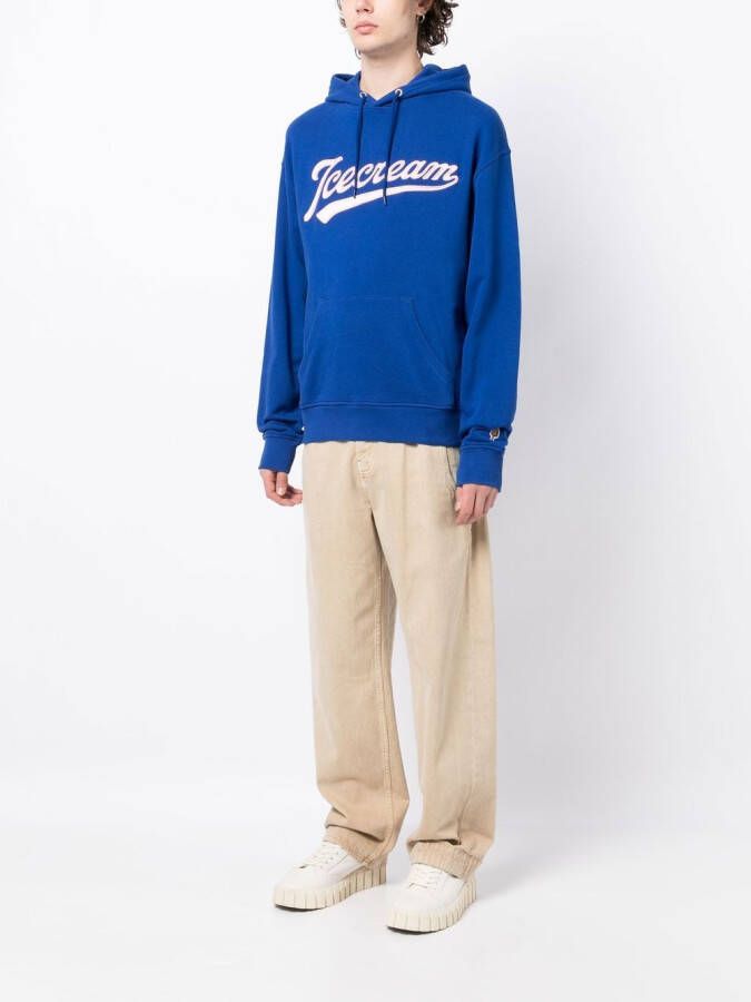 ICECREAM Hoodie met geborduurd logo Blauw
