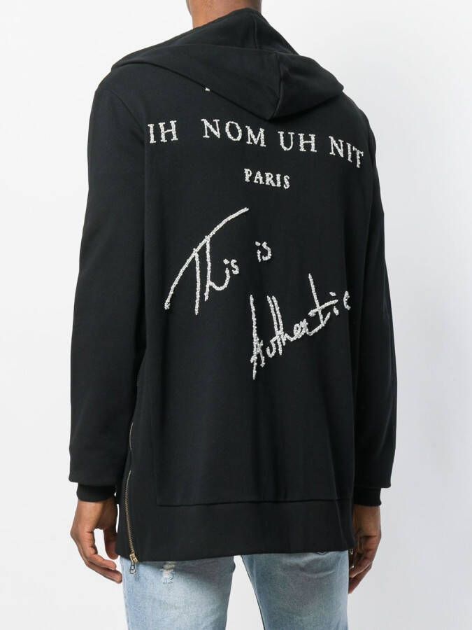 Ih Nom Uh Nit lang geborduurd hoodie Zwart
