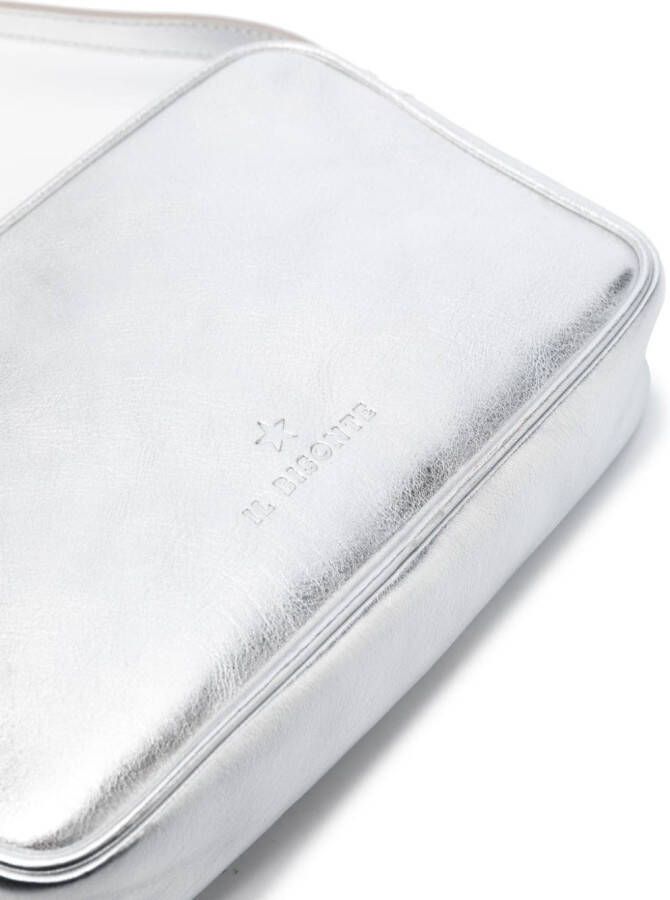 Il Bisonte Oliveta metallic crossbodytas Zilver