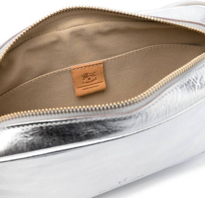 Il Bisonte Oliveta metallic crossbodytas Zilver