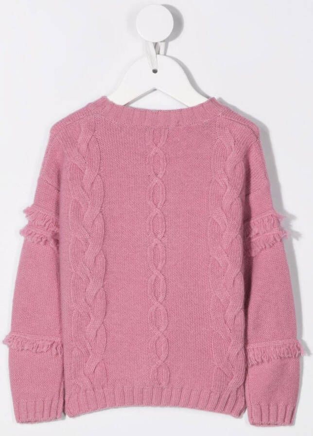 Il Gufo Kabelgebreide trui Roze