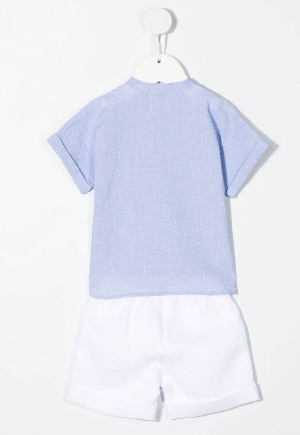 Il Gufo Set van poloshirt en shorts met colourblocking Blauw