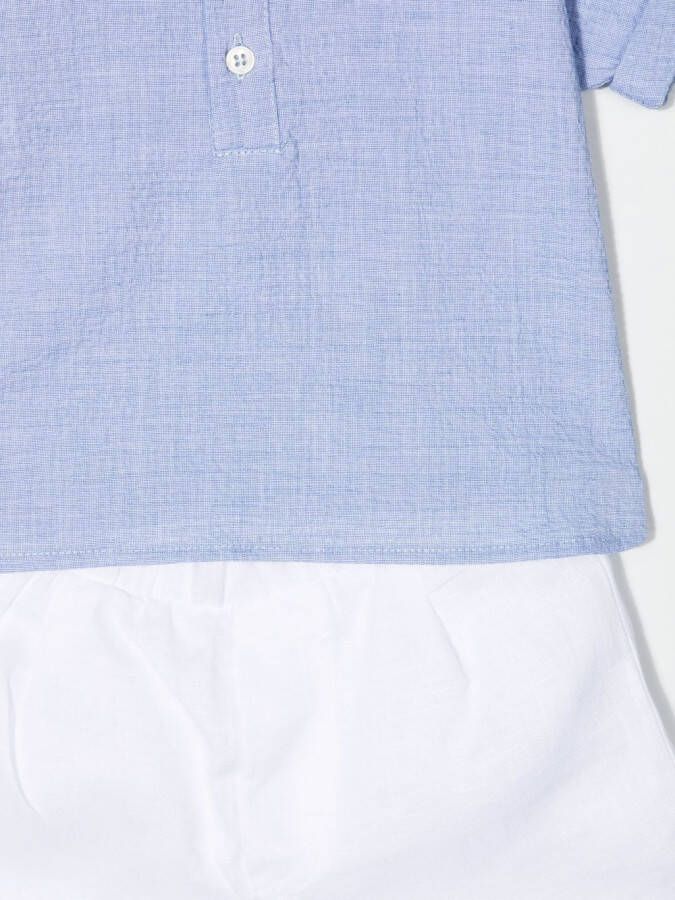 Il Gufo Set van poloshirt en shorts met colourblocking Blauw