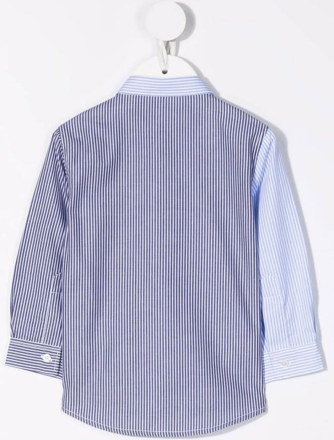 Il Gufo Shirt met contrasterend vlak Blauw