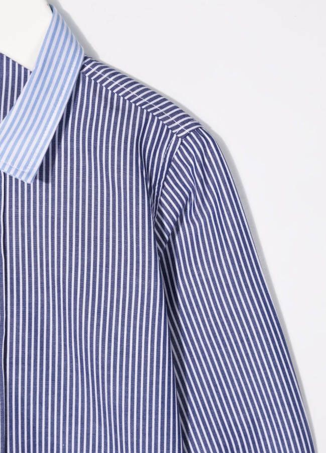 Il Gufo Shirt met contrasterend vlak Blauw