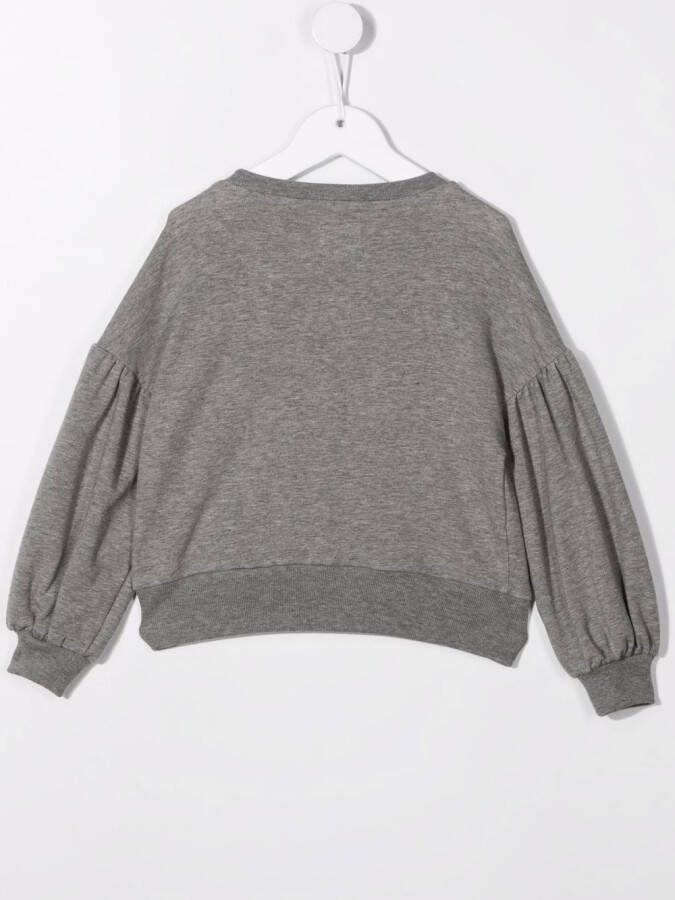Il Gufo Sweater met imitatiebloem detail Grijs