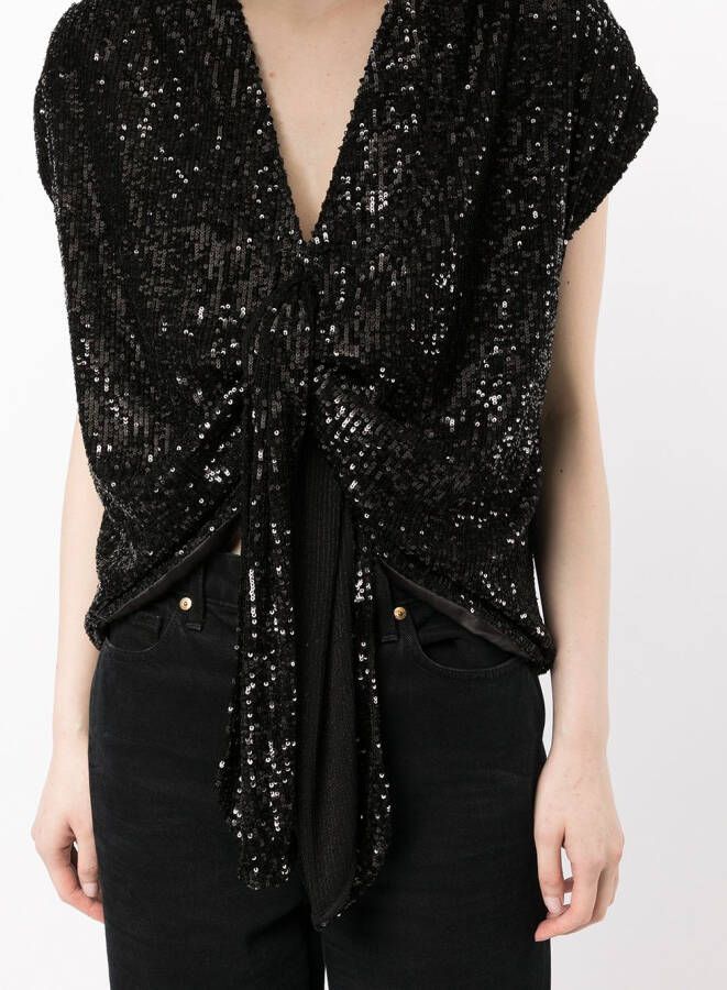 In The Mood For Love Blouse met geknoopt detail Zwart