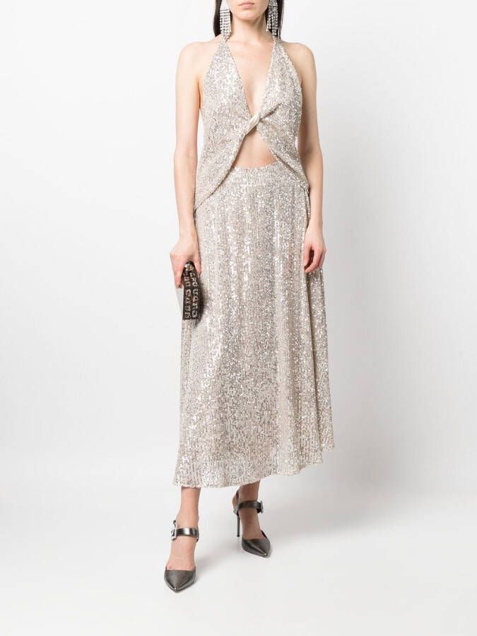 In The Mood For Love Midi-jurk verfraaid met pailletten Beige